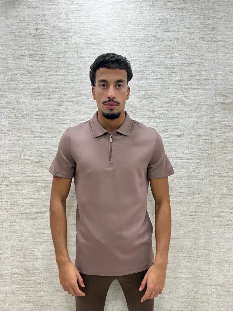 Oversized Polo Zip Mauve