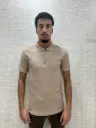 Essential Zip Polo Beige