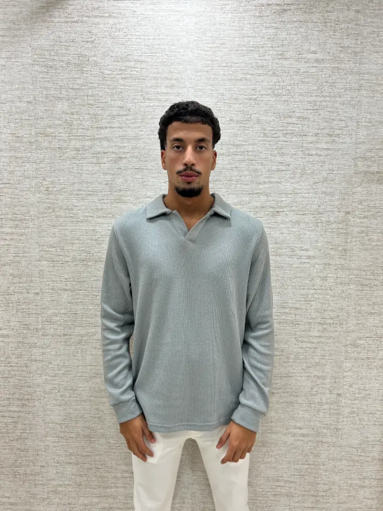 Long Sleeve Polo Lichtblauw