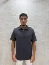 Oversized Polo Zip Donkergrijs