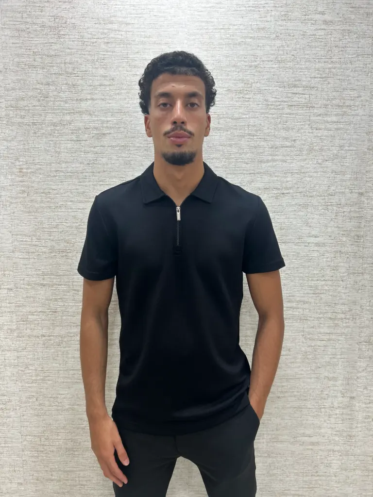 Oversized Polo Zip Zwart