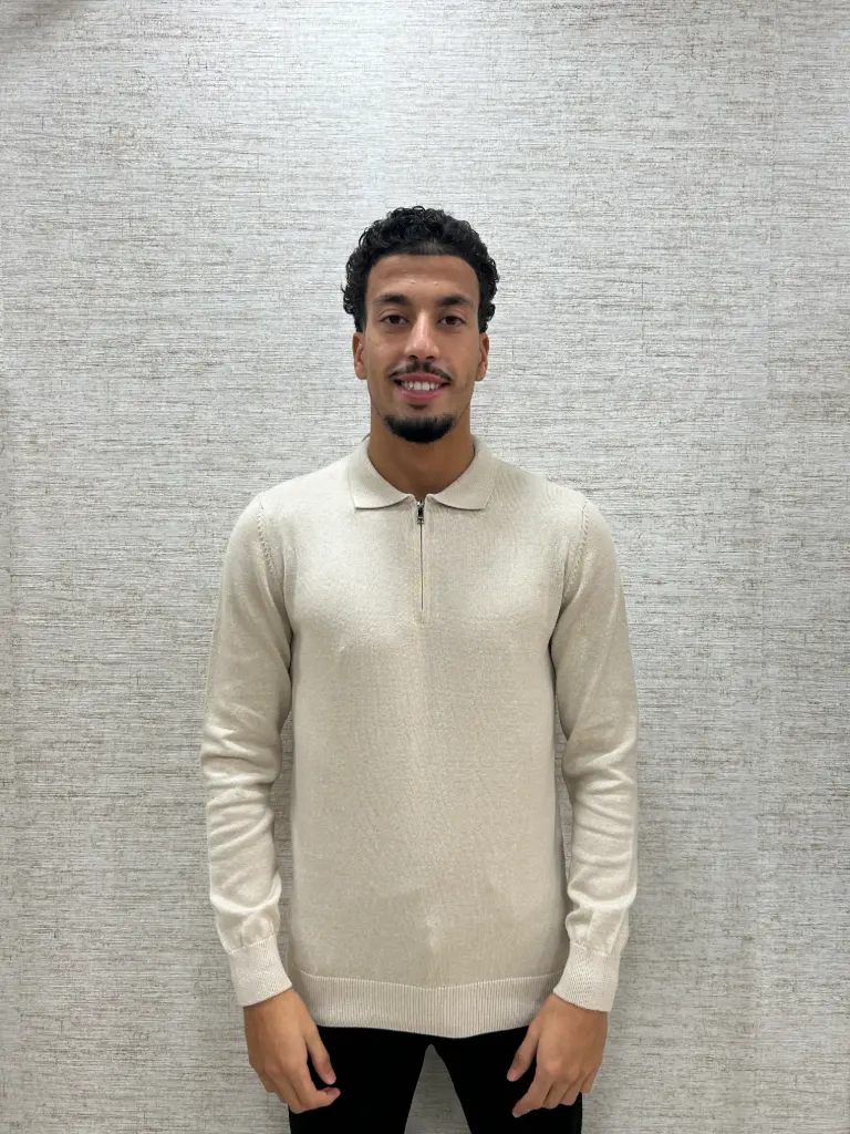 Half-Zip Trui Beige