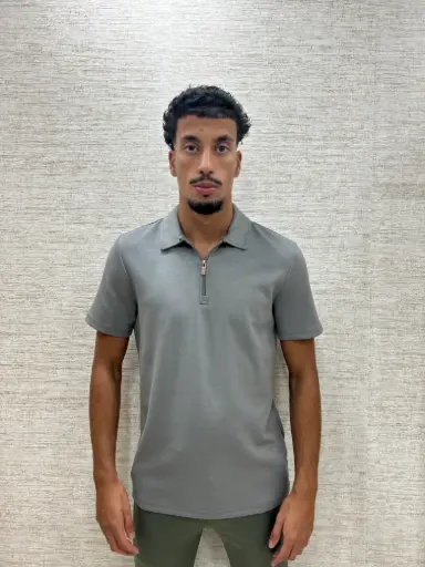 Oversized Polo Zip Grijs