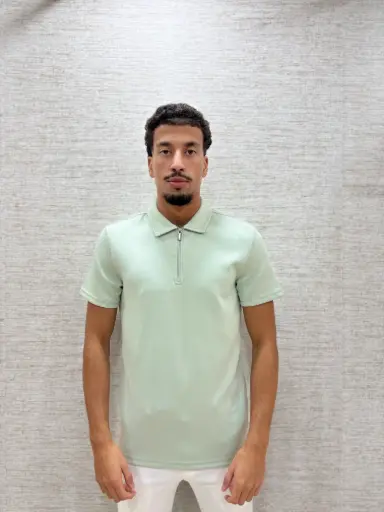 Oversized Polo Zip Mintgroen
