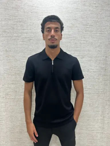 Oversized Polo Zip Zwart